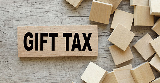 gift tax on a wooden block