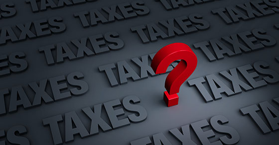 question mark over the word taxes