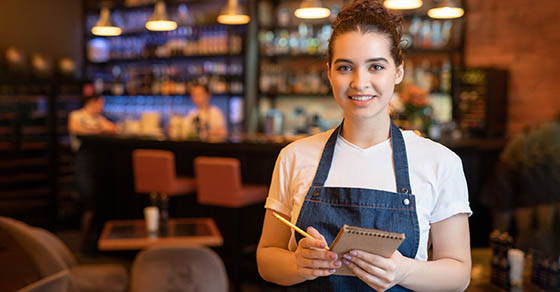 female server at restaurant