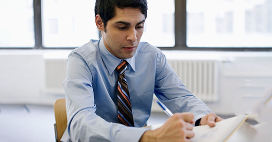 business man preparing paperwork