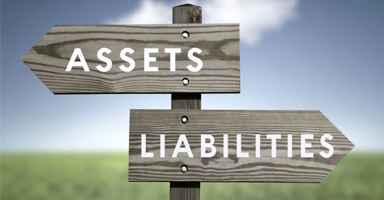 assets and liabilities sign post