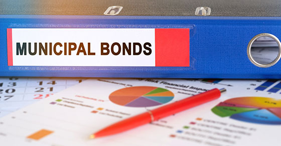 blue municipal bonds binder and graphs 
