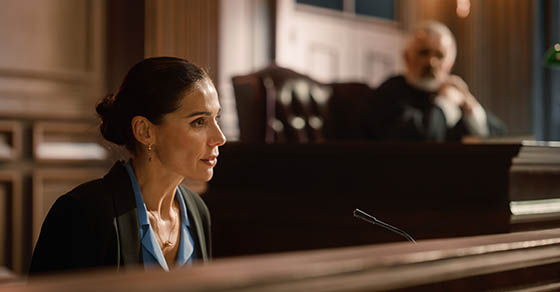 man and women in courthouse