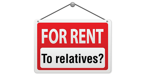 sign that says "for rent to relatives"