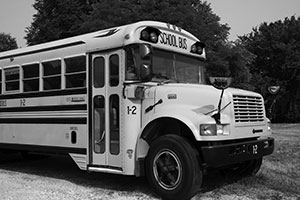 image of b&w school bus