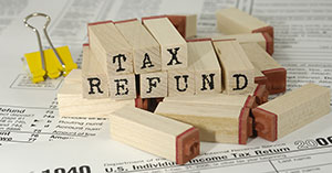 image of small blocks with text tax refund