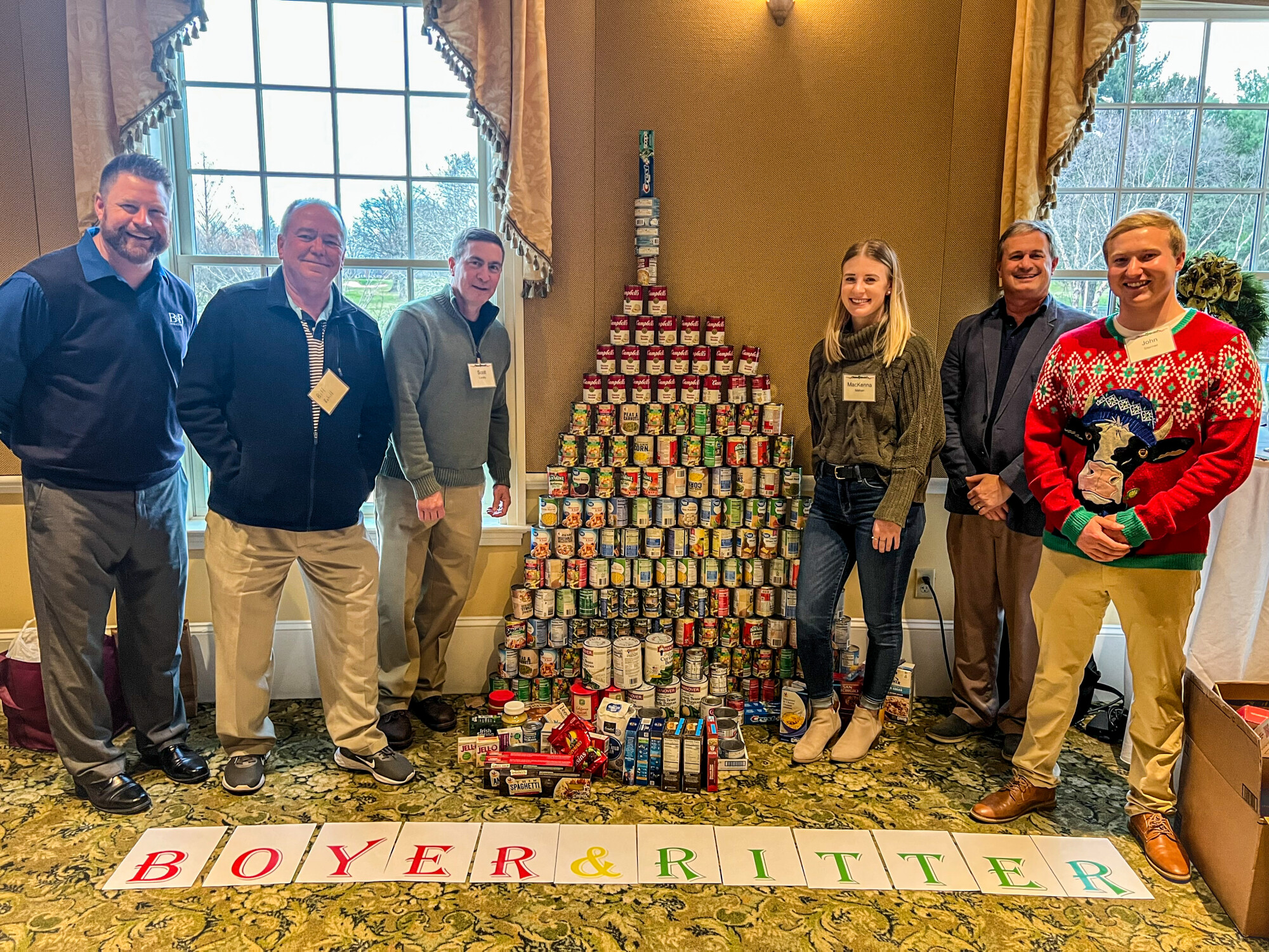 christmas tree made of cans