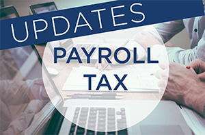 image of laptop with paper and text - payroll tax updates