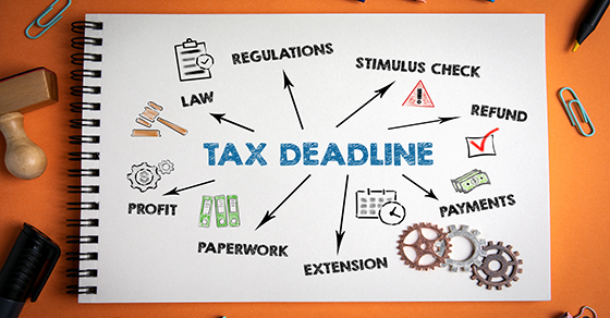 image of paper on desk with text Tax Deadline