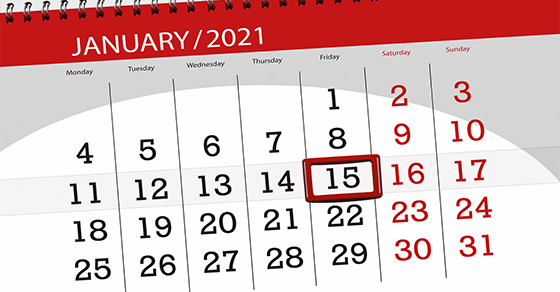 image of calendar with 15 circled